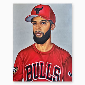 Artsuite - Brandon Dudley - Portrait of a Man in a Red Hat - Through his portraits, Dudley strives to construct empowering representations of black culture and black history.  His art becomes a source of education, as he shows appreciation for a culture that is negatively perceived. 