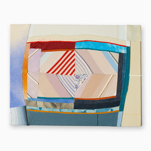 Artsuite - Barbara Campbell Thomas - Exiting - Barbara Campbell Thomas's work combines painting with quilting, overlaying their material vocabularies to create complex formal dialogues within each painting that resonate with the details of her own life and the history of each medium. 
