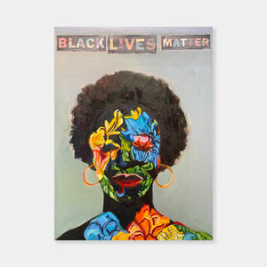 Artsuite - Beverly McIver - Black Lives Matter - Original Painting. McIver’s autobiographical paintings are richly colorful and chronicle her life struggle with her African-American identity. Her voice in these works is brave and bold and the different interpretations by white and black viewers highlights the collision of the worlds that she straddles daily.