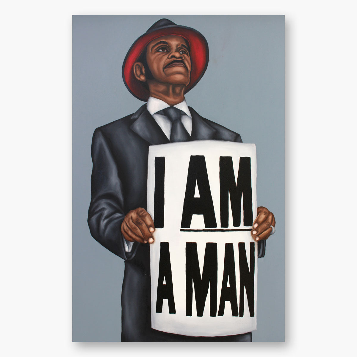 Artsuite - Brandon Dudley - I AM A MAN. Through his portraits, Dudley strives to construct empowering representations of black culture and black history. His art becomes a source of education, as he shows appreciation for a culture that is negatively perceived.
