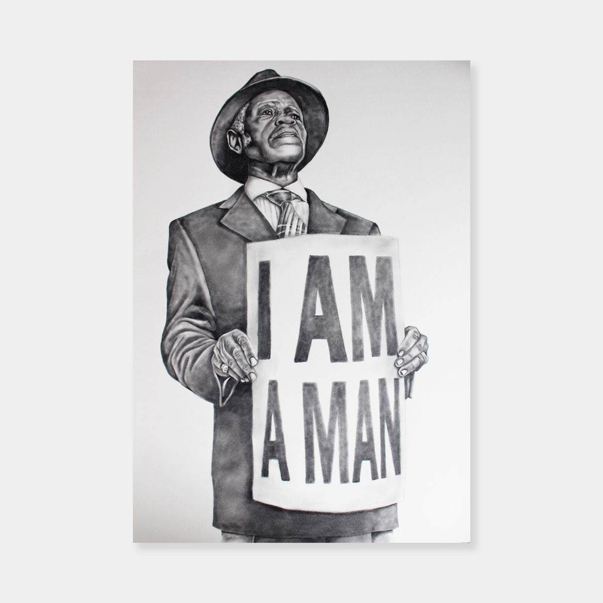 Artsuite - I AM A MAN - Brandon Dudley - Original Painting - 18 x 24 inches.  Through his portraits, Dudley strives to construct empowering representations of black culture and black history.  His art becomes a source of education, as he shows appreciation for a culture that is negatively perceived. 