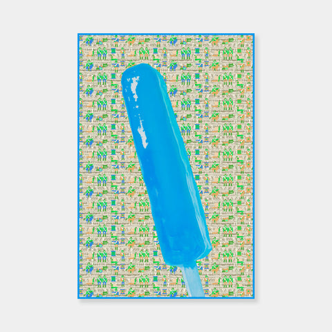 Artsuite - Jack Early Popsicle Limited Edition Multiple - Blue - Limited Edition Print - 36 x 24 inches.  Early's lexicon is drawn from wondrous childhood memories, where ordinary things and events can leave long-lasting impressions and he composes experiences to communicate sweet remembrances of simpler times.