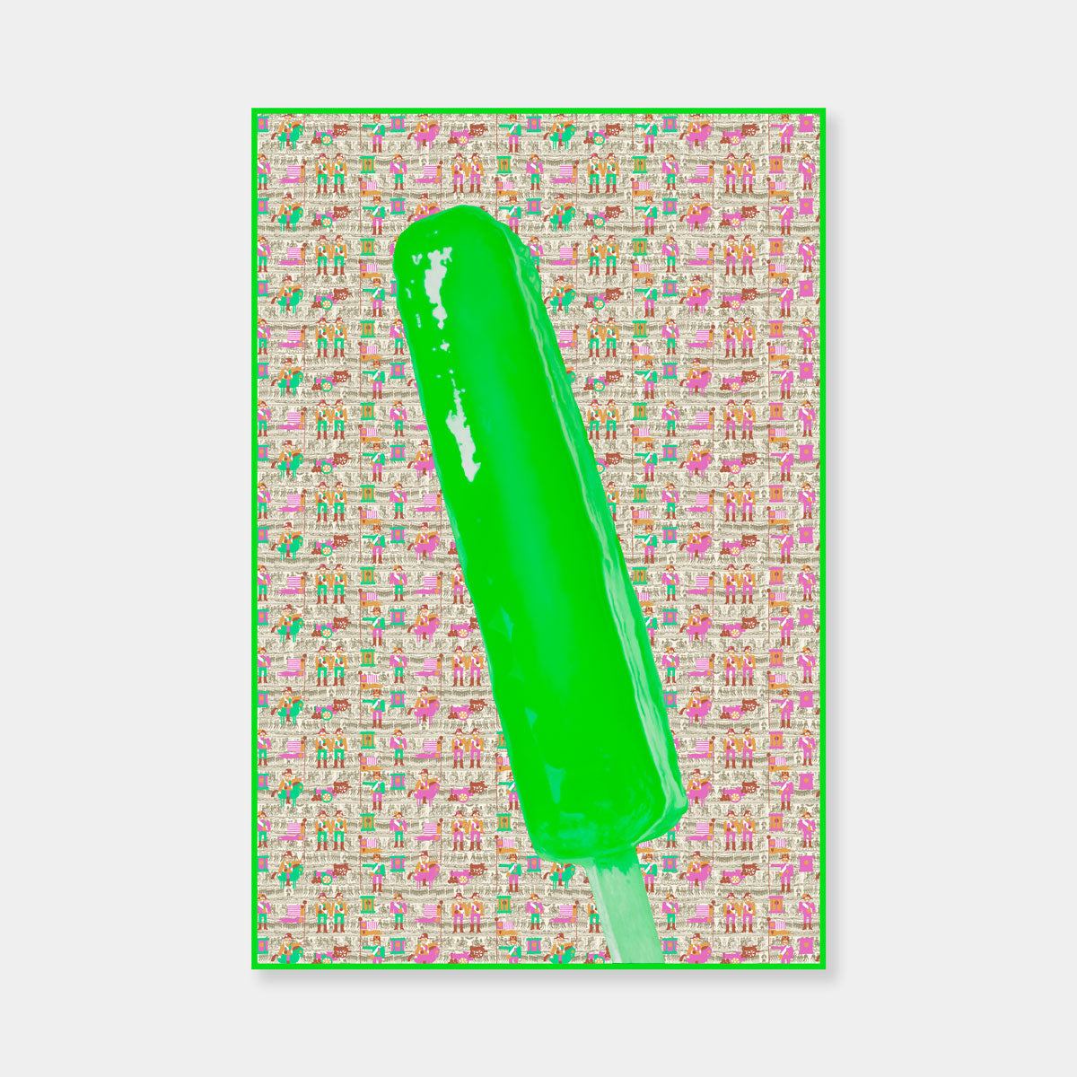 Artsuite - Jack Early Popsicle Limited Edition Multiple - Green - Limited Edition Print - 36 x 24 inches.  Early's lexicon is drawn from wondrous childhood memories, where ordinary things and events can leave long-lasting impressions and he composes experiences to communicate sweet remembrances of simpler times.