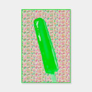 Artsuite - Jack Early Popsicle Limited Edition Multiple - Green - Limited Edition Print - 36 x 24 inches.  Early's lexicon is drawn from wondrous childhood memories, where ordinary things and events can leave long-lasting impressions and he composes experiences to communicate sweet remembrances of simpler times.