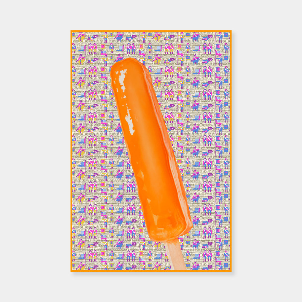 Jack Early Popsicle Limited Edition Multiple - Orange - Limited Edition Print - 36 x 24 inches.  Early's lexicon is drawn from wondrous childhood memories, where ordinary things and events can leave long-lasting impressions and he composes experiences to communicate sweet remembrances of simpler times.