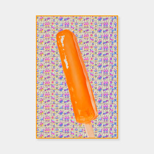 Jack Early Popsicle Limited Edition Multiple - Orange - Limited Edition Print - 36 x 24 inches.  Early's lexicon is drawn from wondrous childhood memories, where ordinary things and events can leave long-lasting impressions and he composes experiences to communicate sweet remembrances of simpler times.