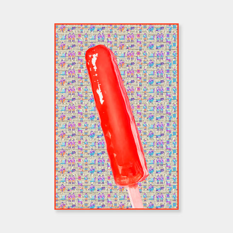 Artsuite - Jack Early Popsicle Limited Edition Multiple - Red - Limited Edition Print - 36 x 24 inches.  Early's lexicon is drawn from wondrous childhood memories, where ordinary things and events can leave long-lasting impressions and he composes experiences to communicate sweet remembrances of simpler times.