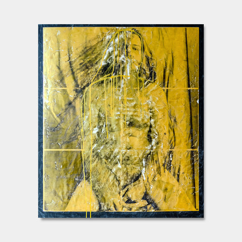 Artsuite - Self Portrait original artwork by Tim Lytvinenko. Mixed Media - Archival print on metallic paper with gold paint and gel. Size is 40 × 32 inches