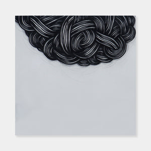 Artsuite - Sangsun Bae - Nest 1 - Painting-Charcoal and Ink on Canvas-36"x36"- Bae expresses herself through soft and graceful lines and interlocking curves.  By using organic forms, her work has a flowing elegance demonstrating complete abstraction.  This basic element in her work reflects the stoic style of expression that invokes ties to Buddhism.
